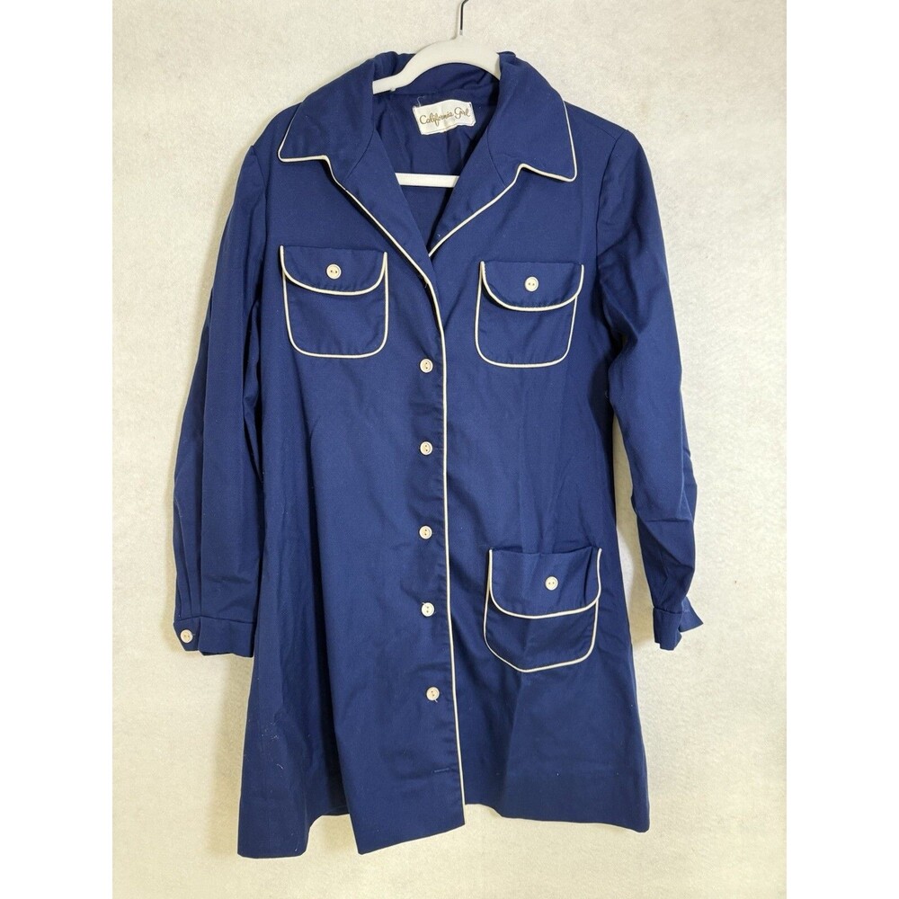California girl Vintage Medium Navy Blue 60's Shift Women's Dress